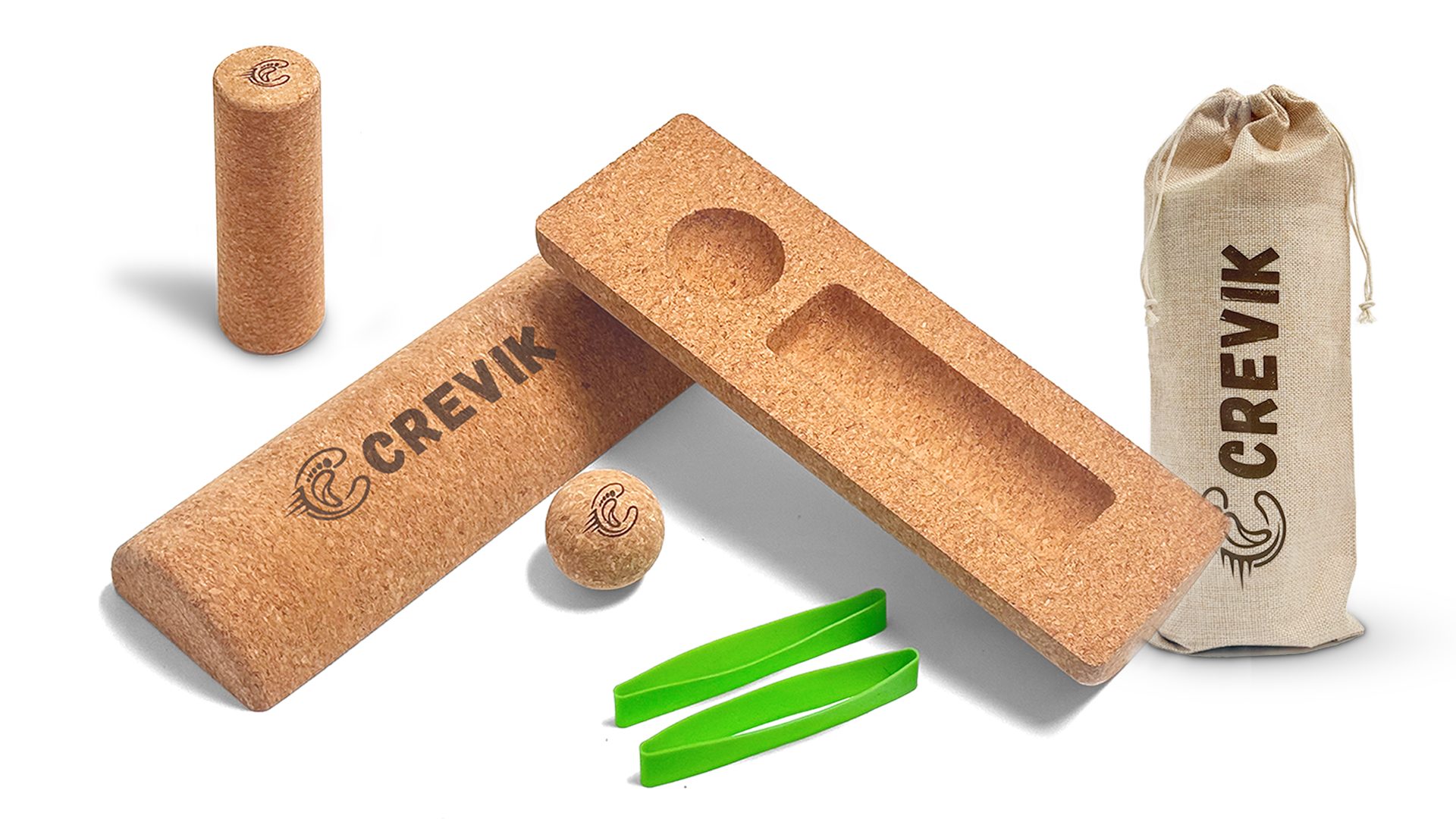 CREVIK CorkBalance Training Kit — 4-in-1 natural cork foot care and balance training