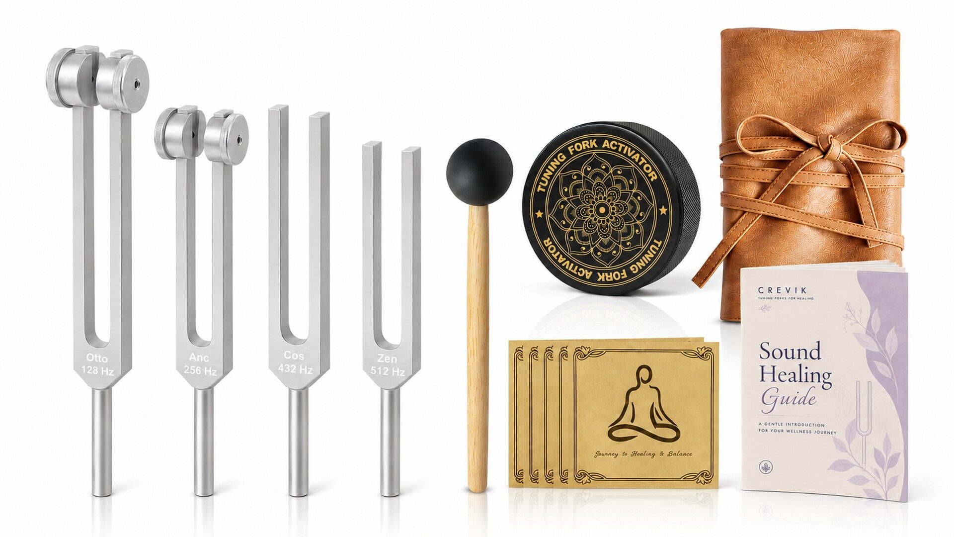 CREVIK Alignment Tuning Fork Set — one frequency path from grounded vibration to clear listening