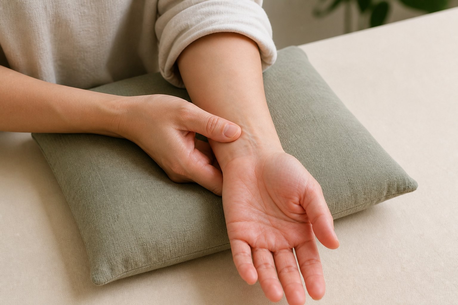 A person rechecking the wrist and forearm after practice