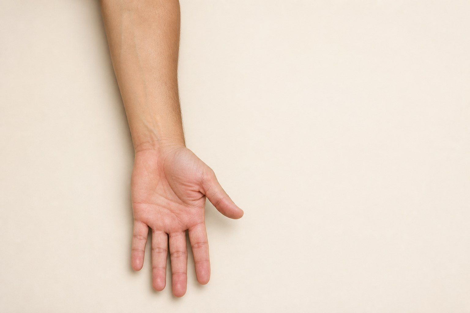 Palm-up forearm showing a repeatable wrist crease
