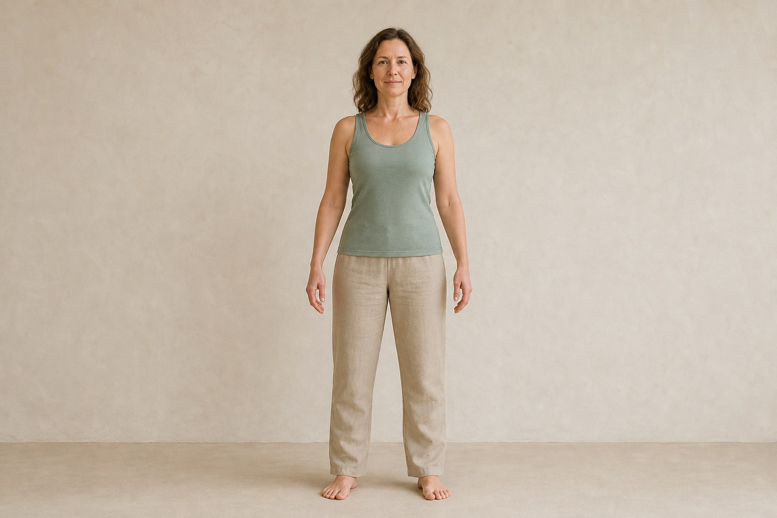 A real standing adult providing a recognizable anatomical anchor